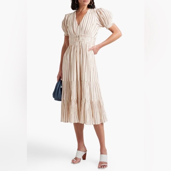 Ulla Johnson Dresses & Skirts - Ulla Johnson Zaria Lurex Metallic Stripe Cream Dress size 8